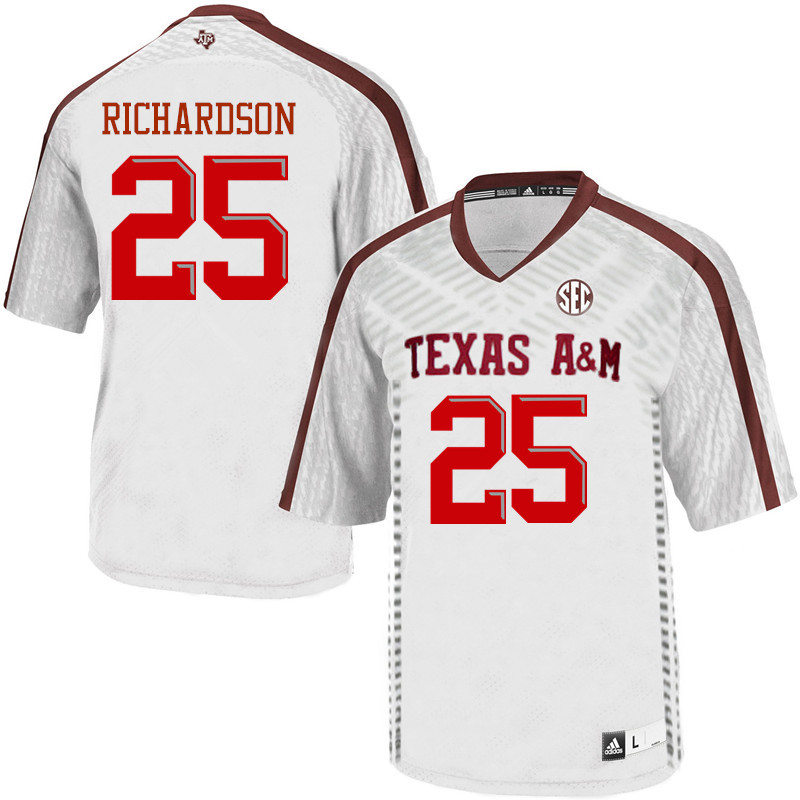 Men #25 Cordarrian Richardson Texas A&M Aggies College Football Jerseys Sale-White